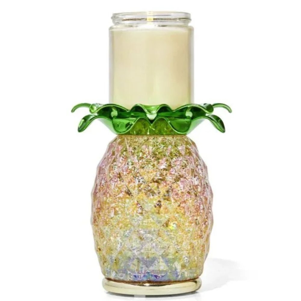 Bath & Body Works Pineapple Water Globe Light Up 1-Wick Candle Holder Pedestal